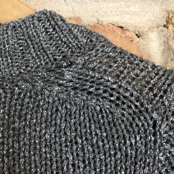 J. Crew Sparkly Metallic Silver Chunky V-Neck Cardigan - Picture 7 of 8